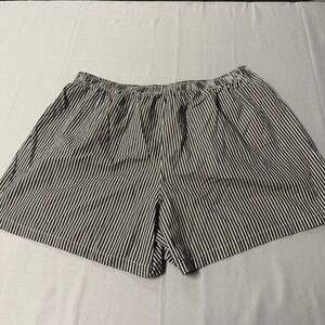 LOMON Mens Striped Pajama Shorts Black White Cotton Blend XL New